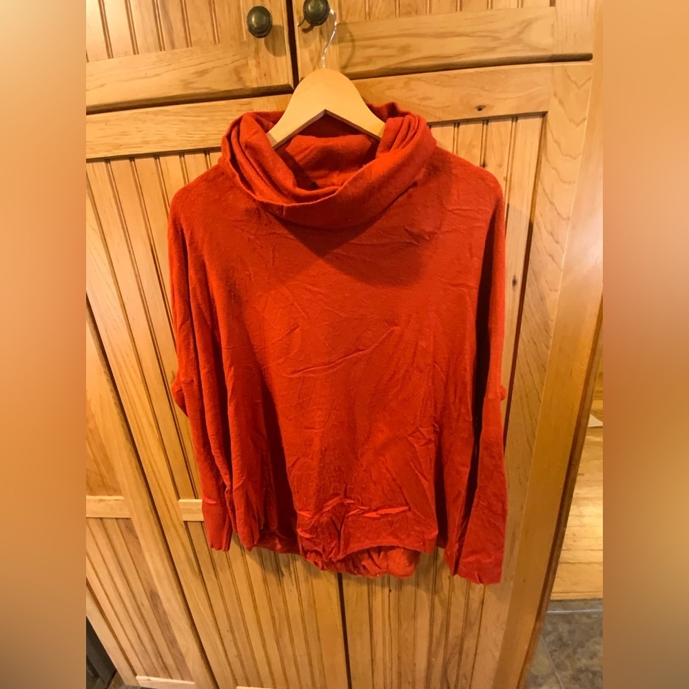 Elegant Cowl Neck Sweater in Vibrant Orange